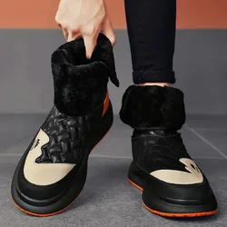 Men's Winter Snow Boots Fashion High-top Color Matching Male Cotton Boots Comfortable Plus Velvet Warm Daily Outdoor Footwear