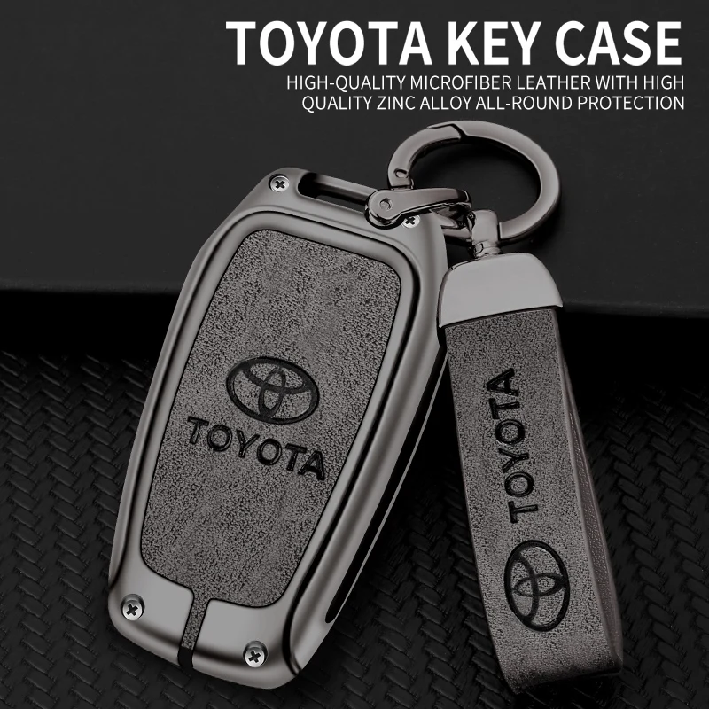 سبائك الزنك سيارة مفتاح القضية حامي شعار السيارة مفتاح سلسلة الملحقات لتويوتا كورولا هارير لاند كروزر راش فورتشنر أوريس برا #6