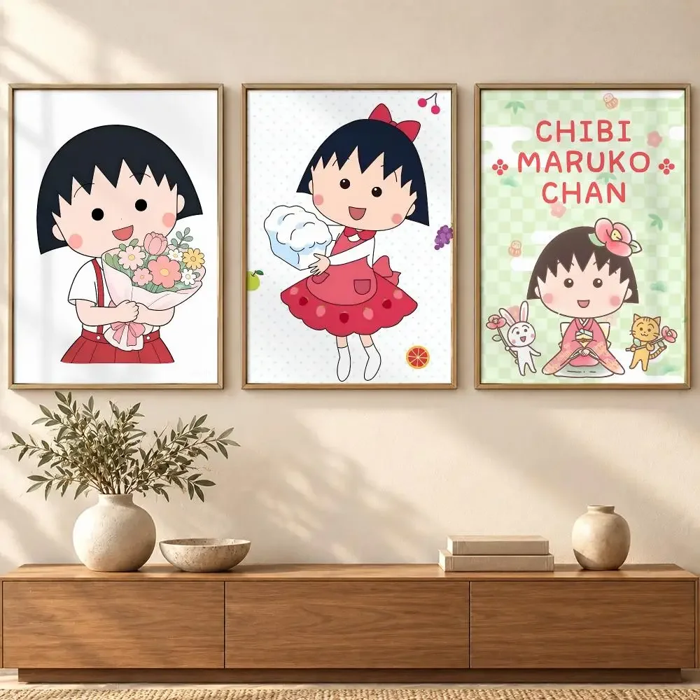Classic Anime C-Chibi Maruko‑chan Poster Self Adhesive Wall Art Decor for Bedroom Living Room Office Home Decor Gift