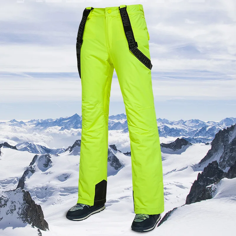 Thick Ski Pants Winter Warm Snow Pants Women Outdoor Sports Snowboarding Breathable Strap Trousers Clothing Winter Men Trousers