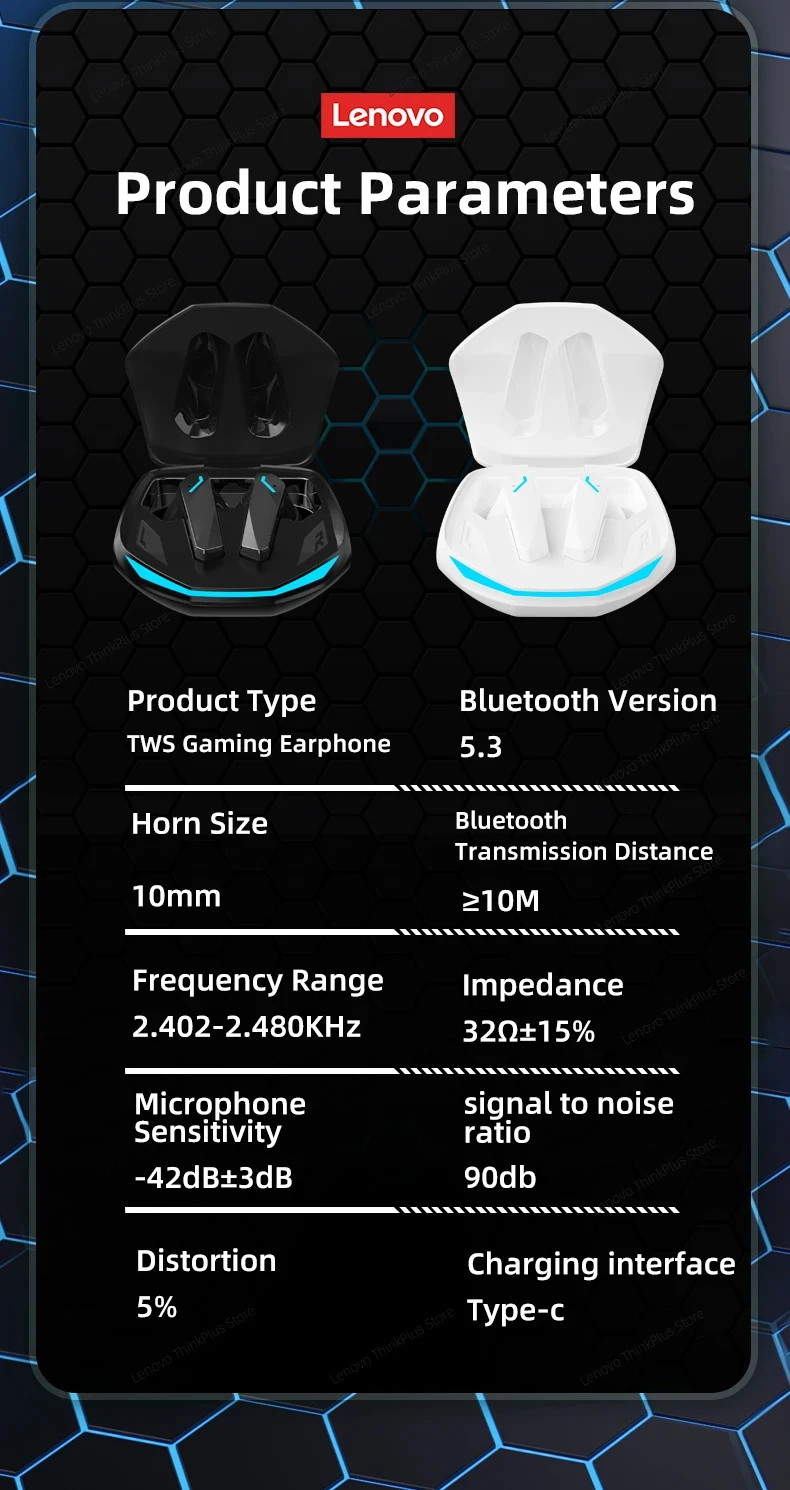 Original Lenovo GM2 Pro Wireless Bluetooth 5.3 Earphones TWS Sports Headset Gaming Low Latency Dual Mode Music Earbuds With Mic