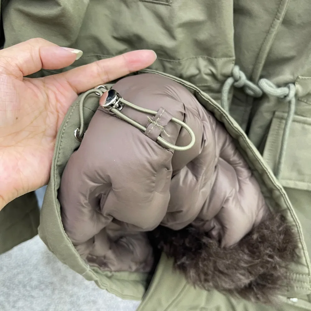 سترة شتوية جديدة لعام 2025 على الطراز الكوري مع طية صدر السترة من صوف الضأن للنساء سترة دافئة فضفاضة متوسطة الطول #6