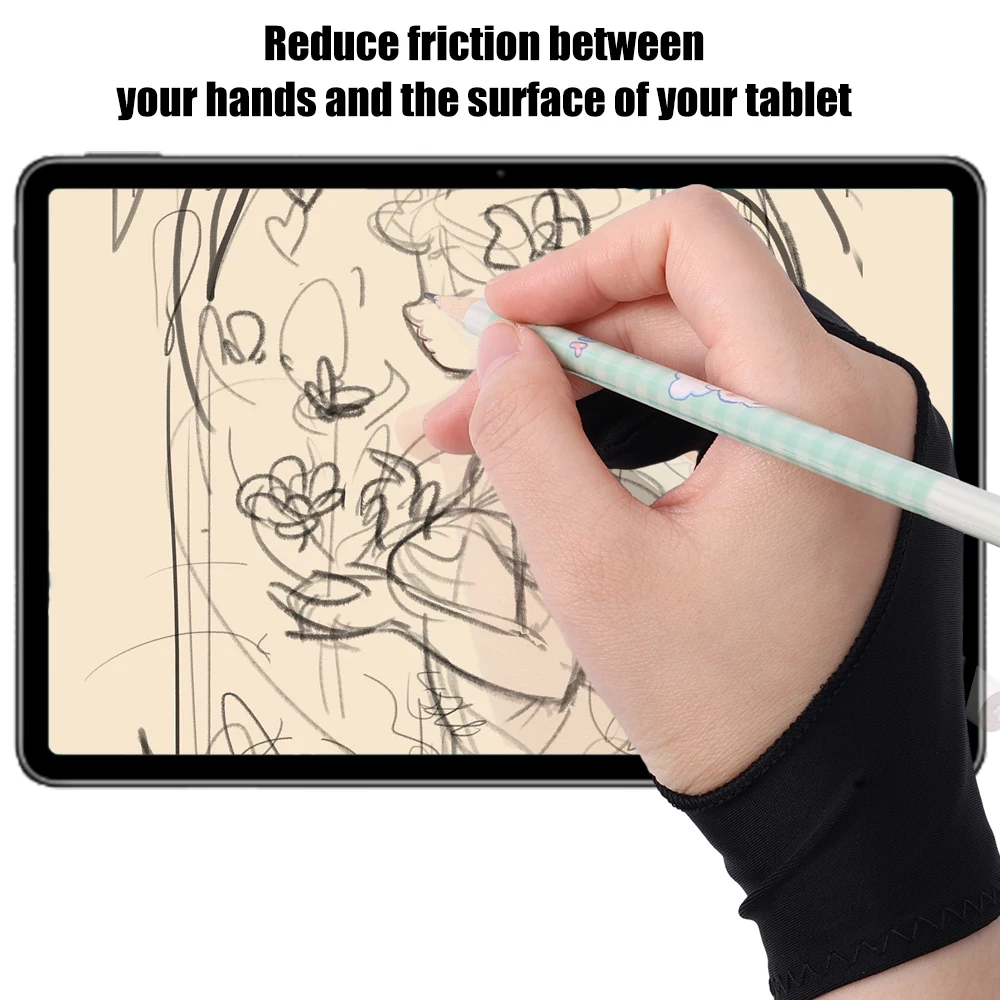 Guantes para pintar con 2 dedos, anticontaminación, antisuciedad, mano derecha e izquierda, guante de dibujo para pantalla táctil para iPad y tableta