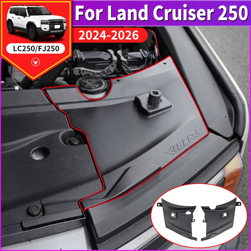 

For Toyota 250 Land Cruiser Prado LC250 2024 2025 Car Engine Cover Cabin Protection Plate Cover black interior Accessories 2pcs