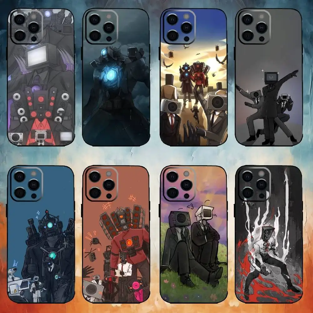 

S-Skibidi T-Toilet Phone Case For iPhone17,16,15,14,13,12,11 Plus,Pro Max Soft Black Cover