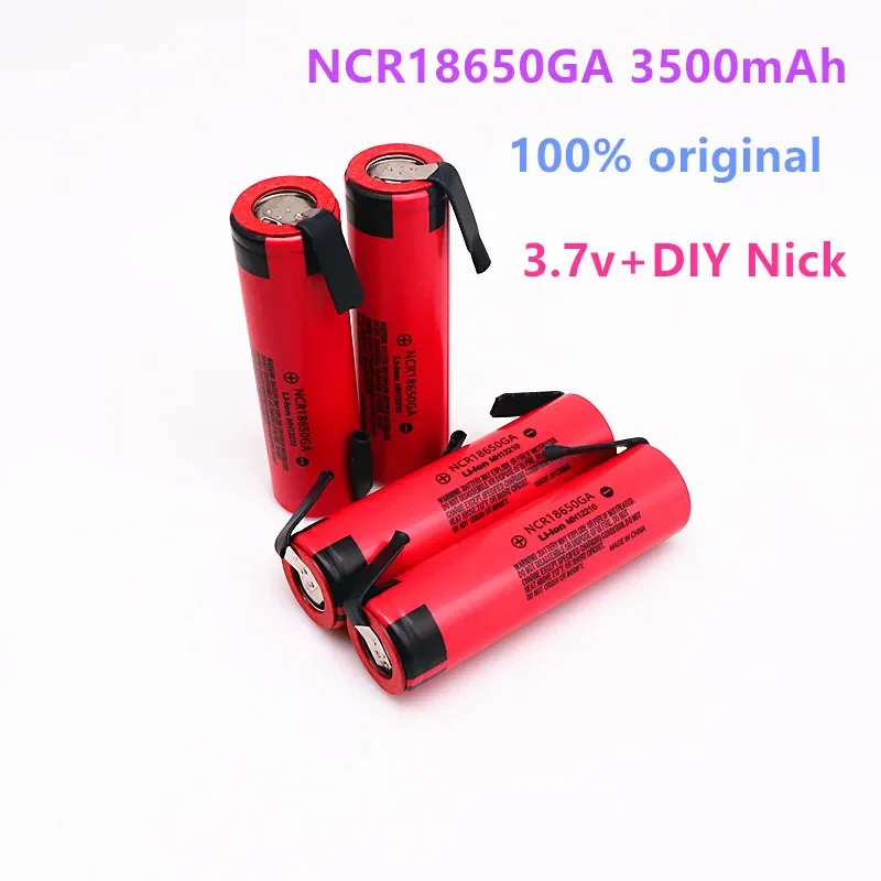 4pcs 100% Original NCR 18650GA 30A discharge 3.7V 3500mAh 18650 rechargeable battery toy flashlight lithium battery + DIY Nickel