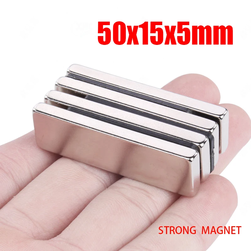 1/2/3/5/10PCS 50x15x5mm Block NdFeB Neodymium Magnet 50mm x 15mm x 5mm N35 Super Powerful imanes Permanent Magnetic 50*15*5mm