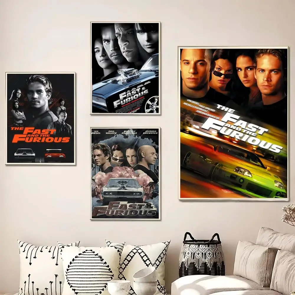 Action Racing F-Fast and Furious Painting Calligraphy Canvas Poster Wall Art for Living Room Bedroom Cafe Decor Gift