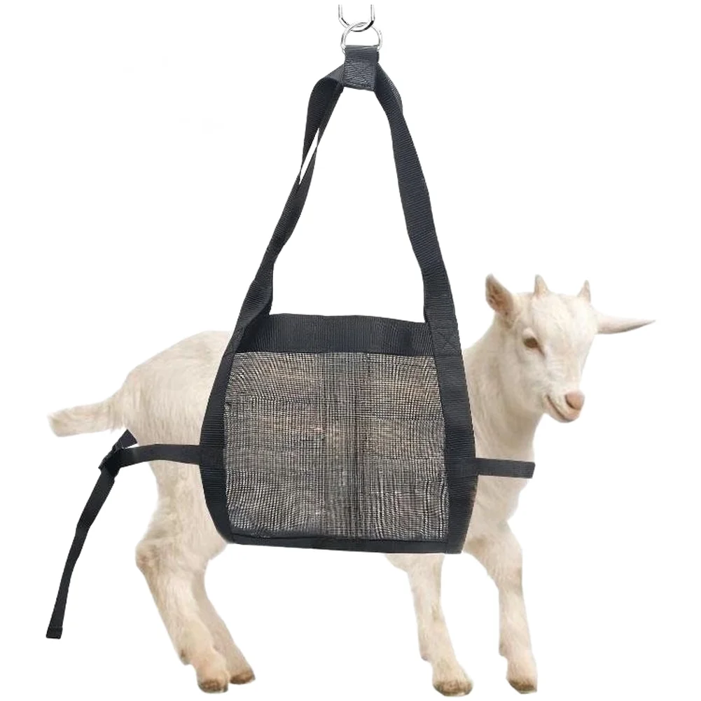 1pc 24x16inch Black Adjustable Pet Weighing Net Breathable Mesh For Small Animals Livestock Goat Lamb Scale Bag