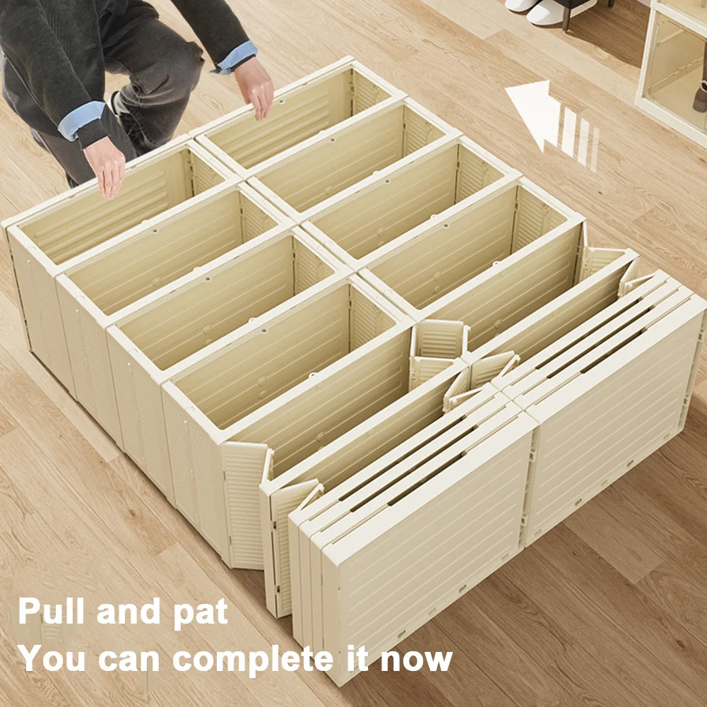 9-Tier Foldable Shoe Cabinet, Can Store 18 Pairs Of Shoes, Plastic Collapsible Shoes Storage Box Clear Shoe Boxes Stackable