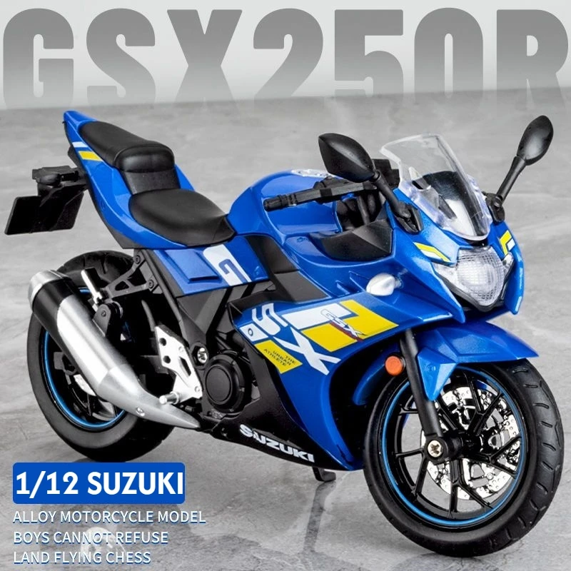 1/12 Suzuki GSX-250R Toy Motorcycle Miniature Model 1:12 Off-Road Motorbike Racing Sound & Light Diecast Collection Gift Boy