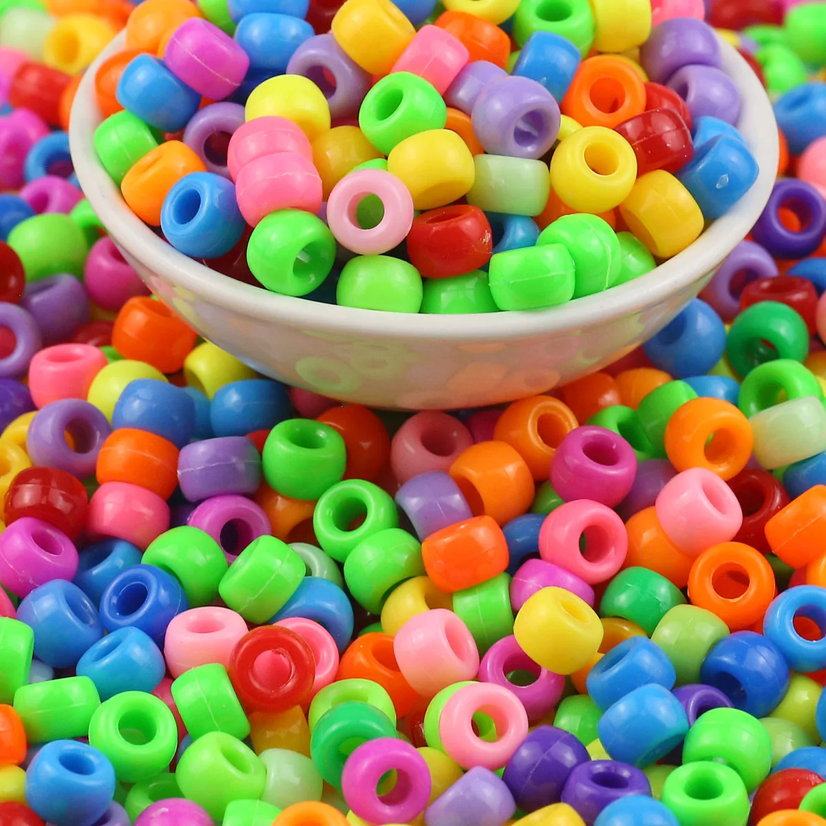 Big Hole Colorful Pony Beaded 100pcs 6x9mm Acrylic DIY Bracelet Necklace Making Handmade Crafts Loose Beads For Jewelry Findings - view 2
