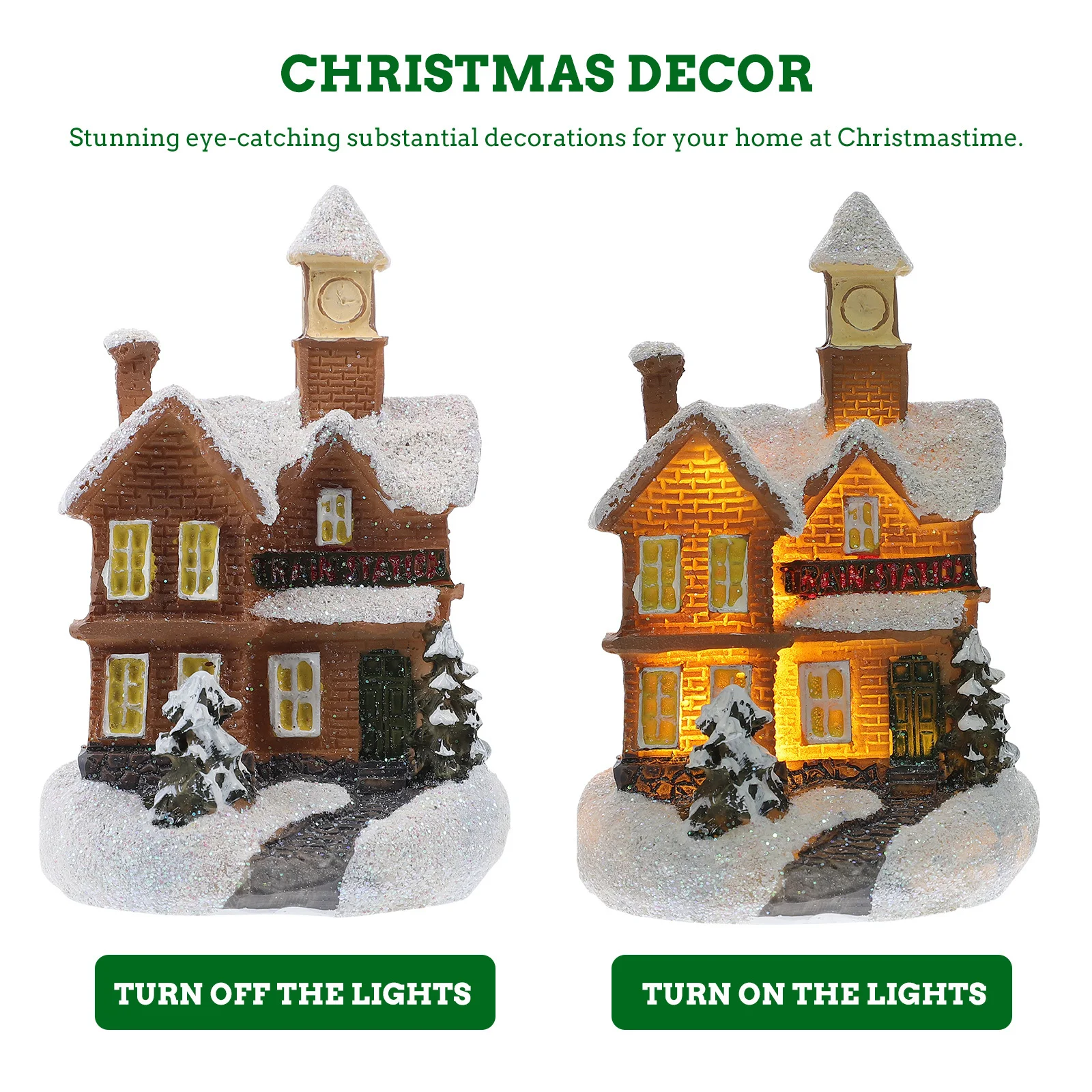 

1Pcs Small House Resin Christmas Ornament Decorative Mini Home Festive Party Prop Tabletop Decoration Xmas Gift