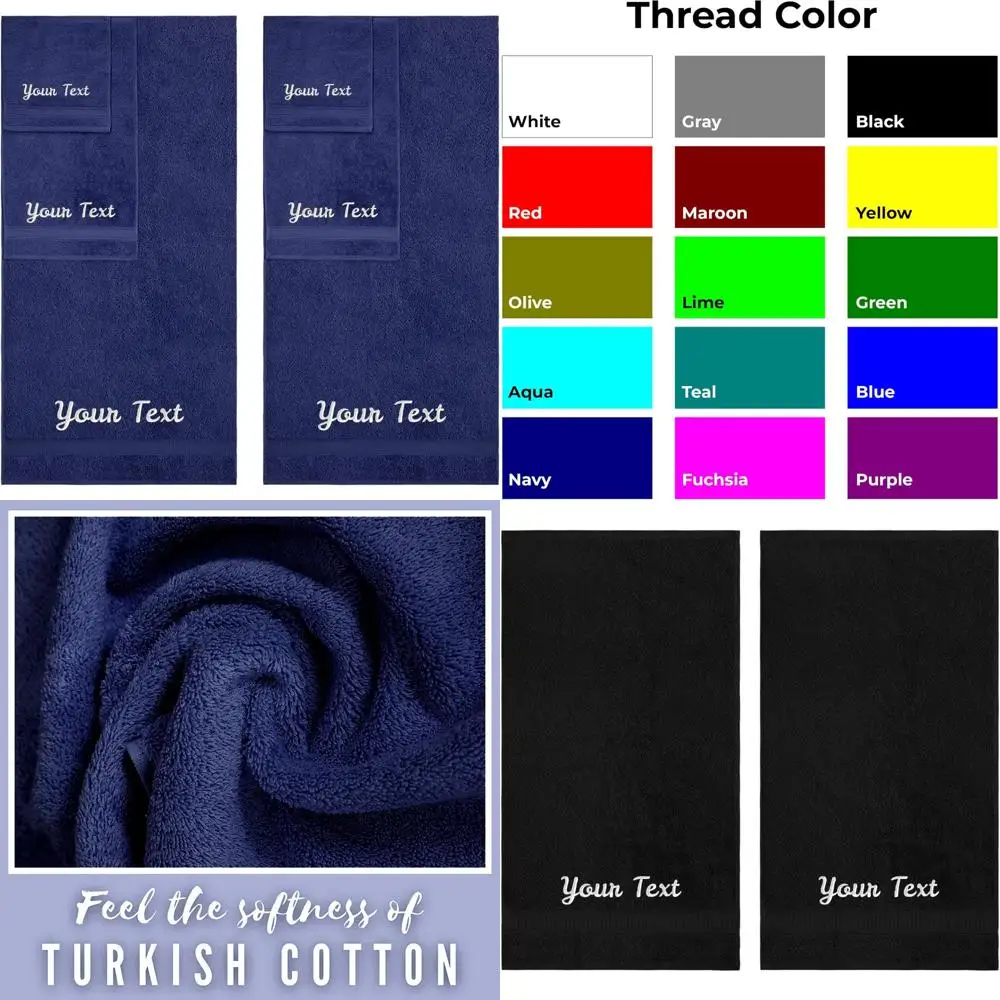 

Роскошный набор хлопковых полотенец с монограммой, 6 предметов, ультрамягкий и впитывающий, идеально подходит для отелей и спа-центров.