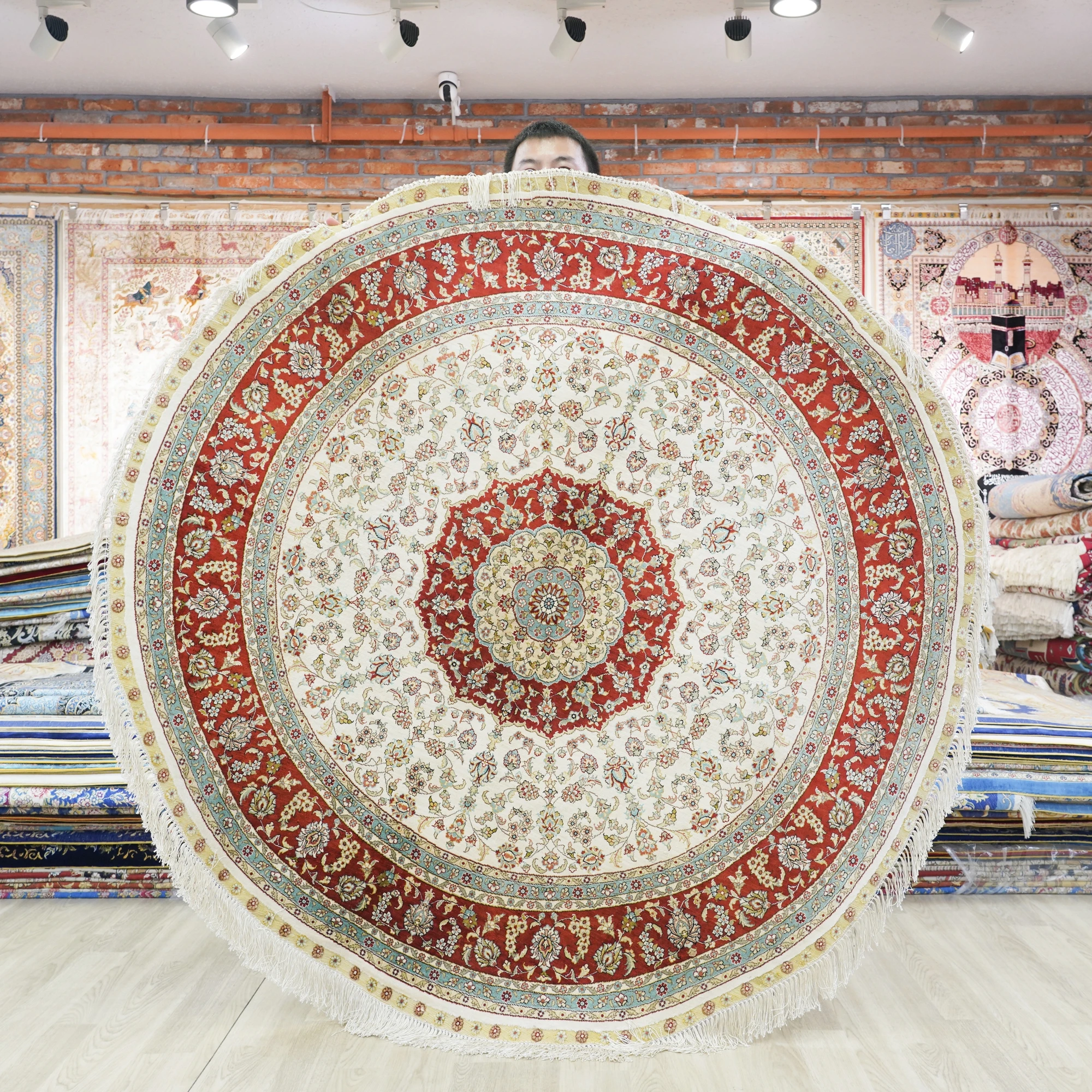 152x152cm hand knotted turkish carpets small round persian designer silk rugs indoor living room