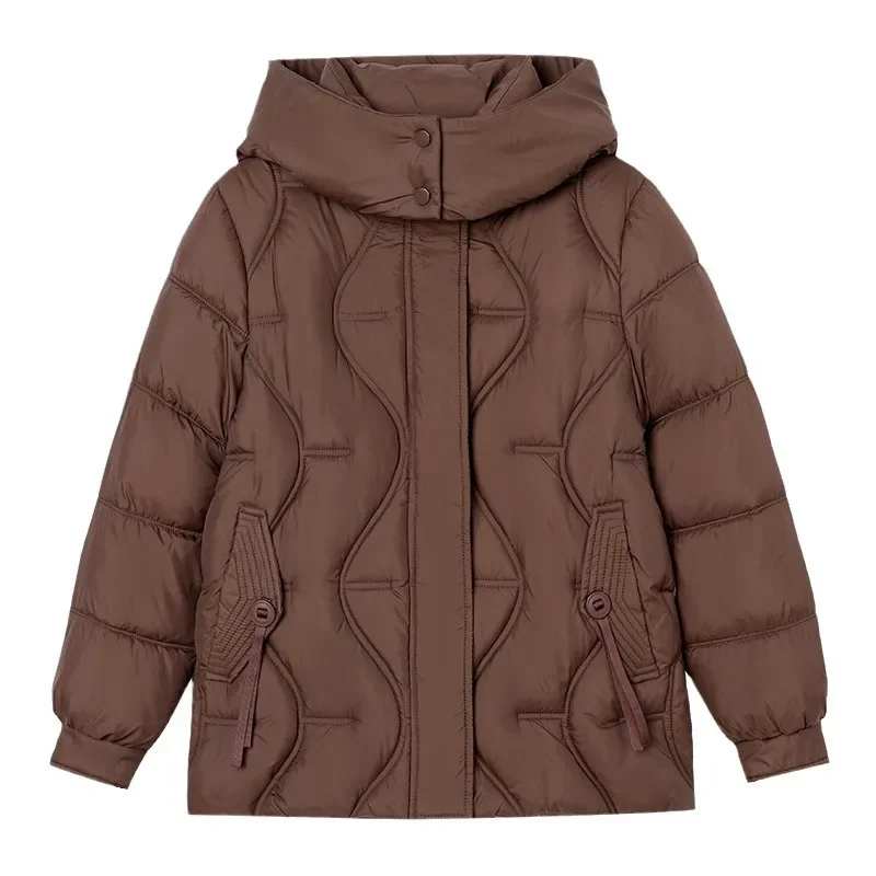 2025 New Winter Women's Jacket Female Pure Color Hooded Thicken Warm Cotton Jacket For Women Casual Padded Jackets 2025 New