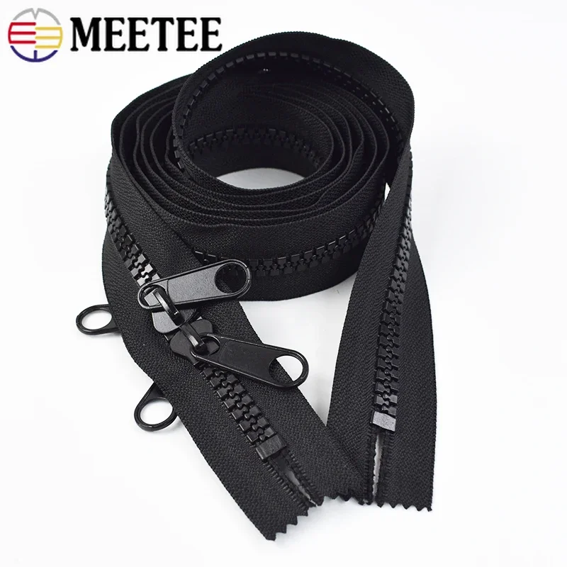 

1-6Meters 10# Large Resin Zippers Double Sliders Close-End Zipper for Sleepbag Tent Long Zip Closure Repair Sewing Accessories