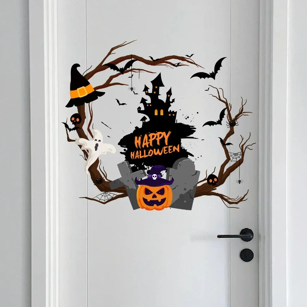 New Halloween Horror Castle Large Size Door Stickers Room Bedroom Wall Window Party Festival Decoration Stickers Wholesale