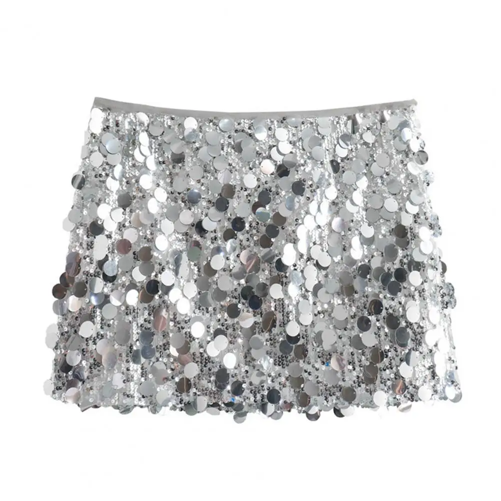 

Sparkling Sequin Skirt Sparkling Sequin High Waist Mini Skirt for Women A-line Party Wedding Clubwear Hip Wrapped Short Skirt