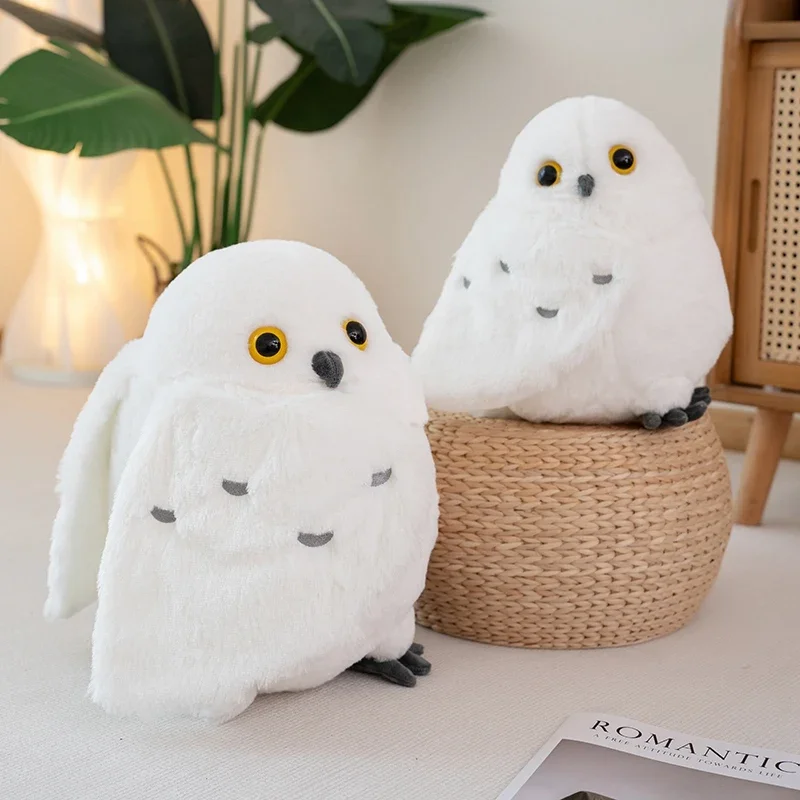 Bird Doll Stuffed White Owl Cartoon Fatty Plush Toy Like Ball Fuzzy Long Decor Prop Children Home Decoration Christmas Gift