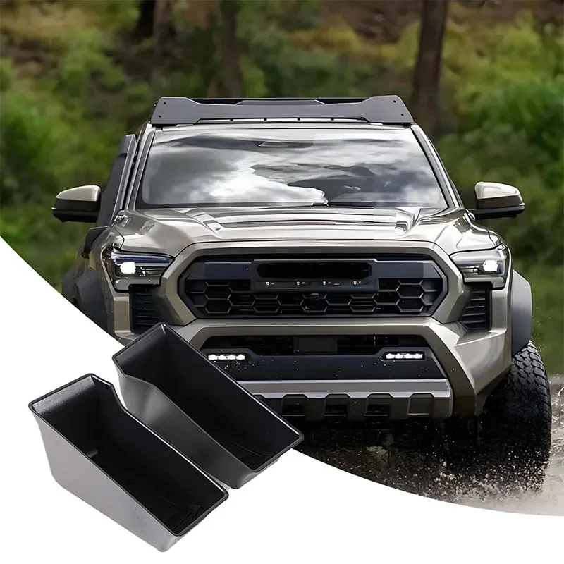 

For Toyota Tacoma 2024 ABS Black Front Door Handle Storage Box Organizer Container Holder 2pcs Car Accessories