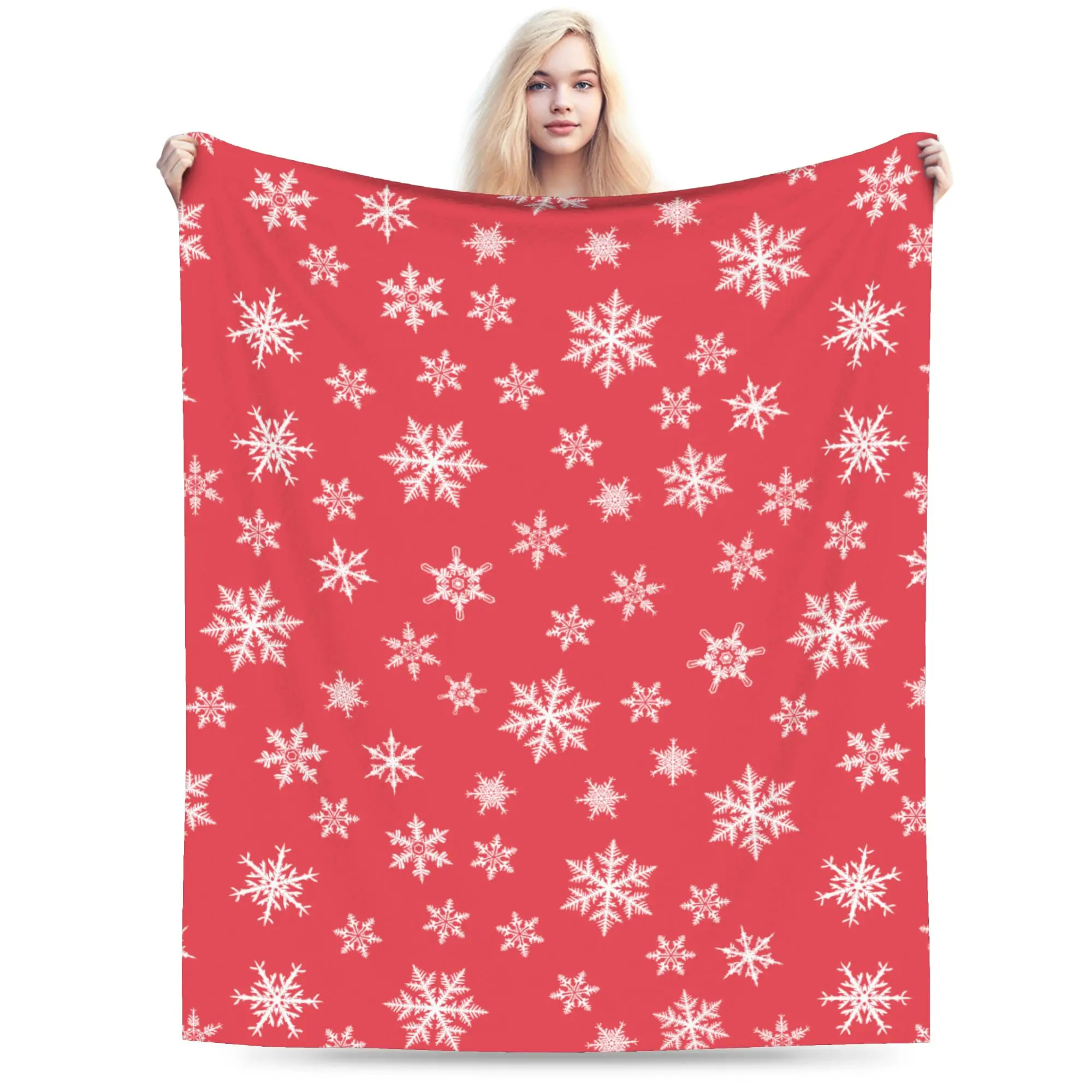 

Рождественские одеяла со снежинками, флисовые зимние портативные супер теплые пледы для постельных принадлежностей, дорожное плюшевое тонкое одеяло