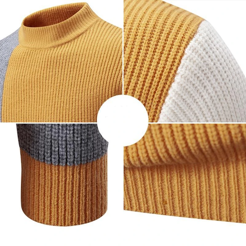 High Quality Men's New Autumn and Winter Casual Warm Neck Sweater Knit Pullover Warm Korean Youth Fashion Casual Top