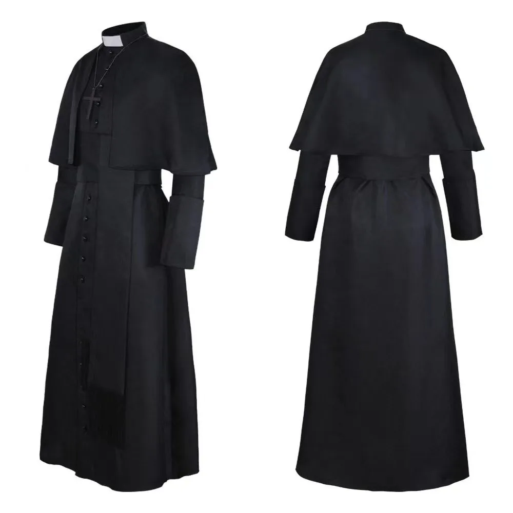 Costume de nonne de pasteur pour adulte, costume de cosplay masculin, performance sur scène, Halloween