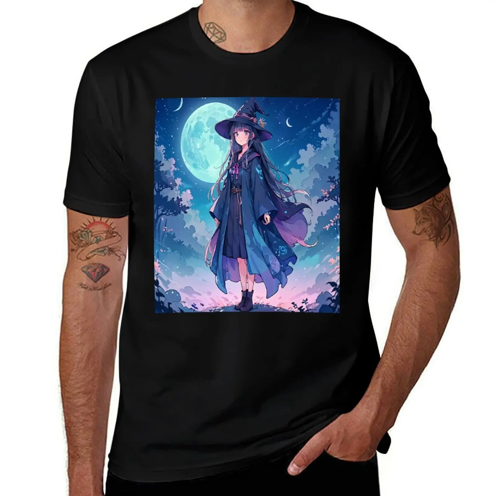 

Moonlight Witch T-Shirt street wear shirts graphic blue lock funny gifts clothing for men