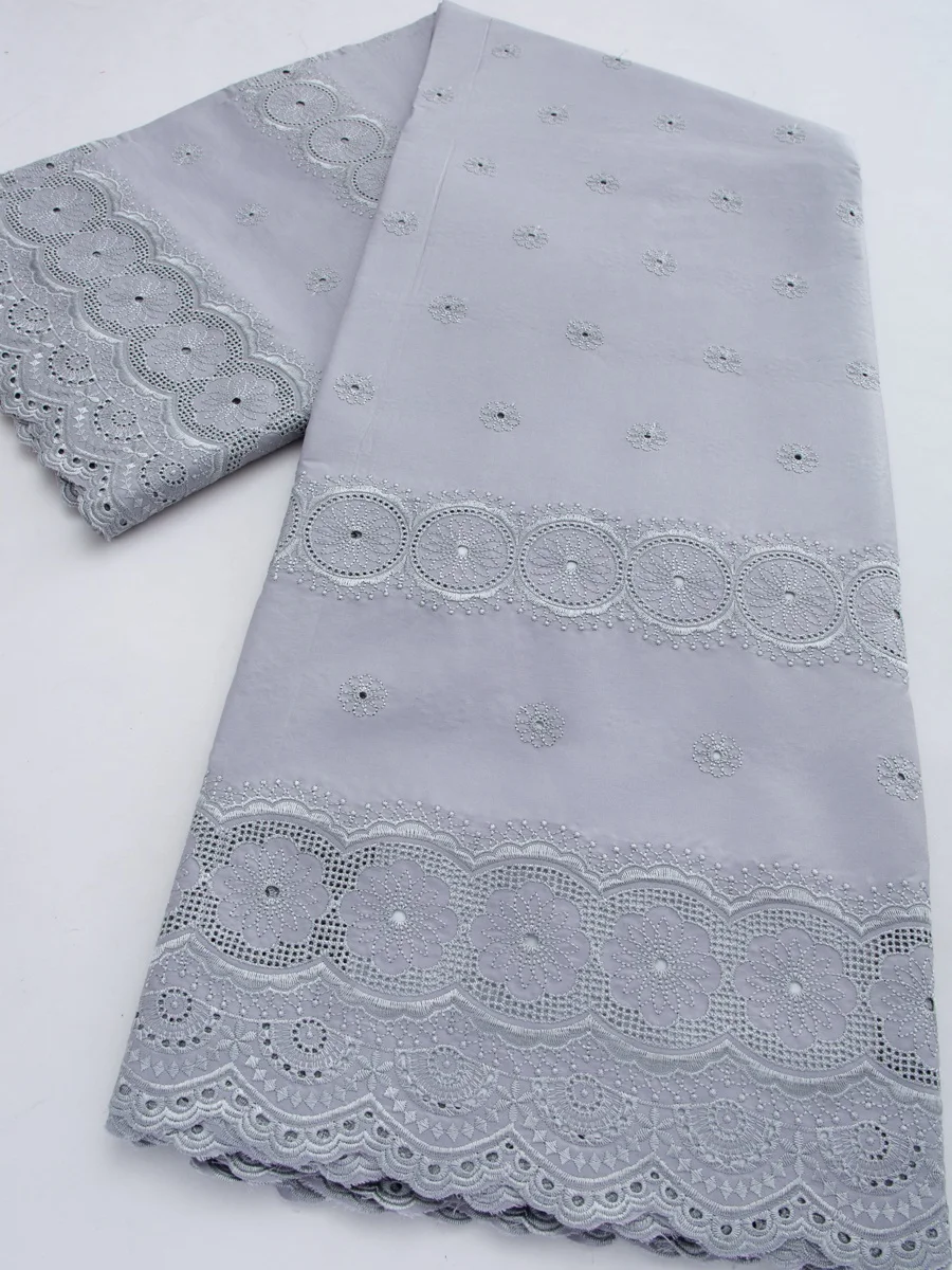 Nigerian Embroidered Cotton Lace Fabric 2026 High Quality African Swiss Lace Fabric for Men Party Wedding Dresses,5Yards TY4768