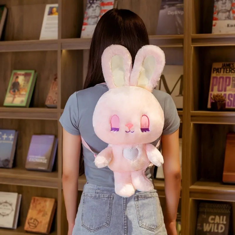 Rabbit Plush Backpack Kindergarten Cartoon School Bag Children\'s Coin Purse Fashion All-match Student Diagonal Bag
