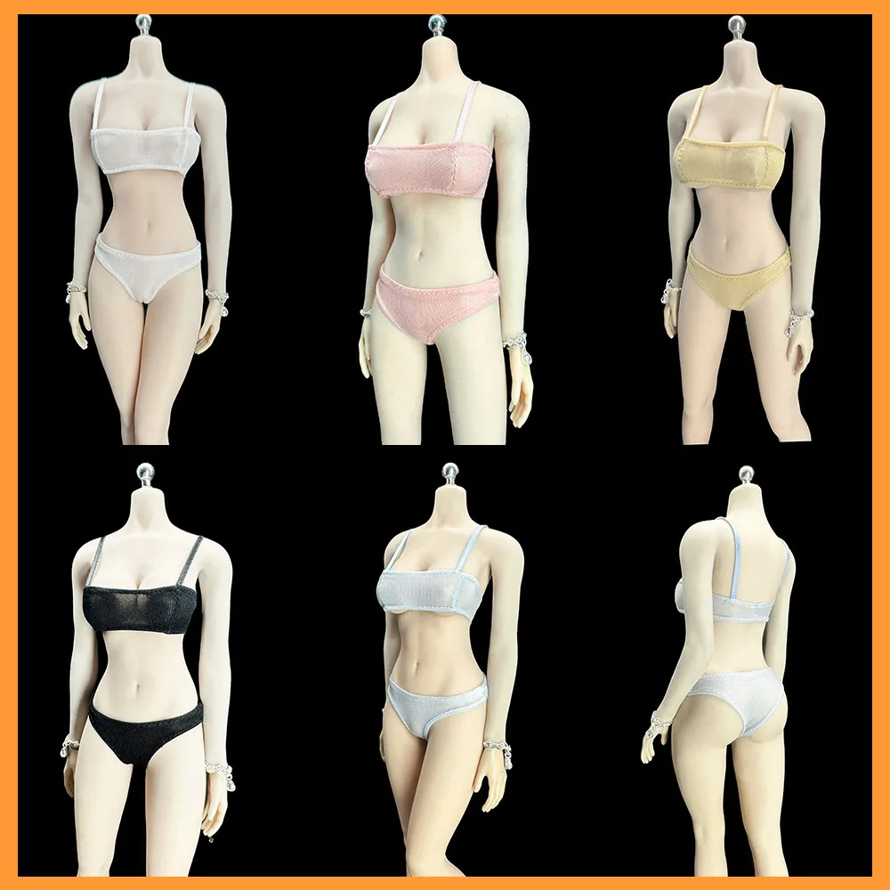 1/6 Scale Women Sexy Underwear Thin Elastic Perspective Wrapping Chest Three Point Erotic Lingerie Suit for 12