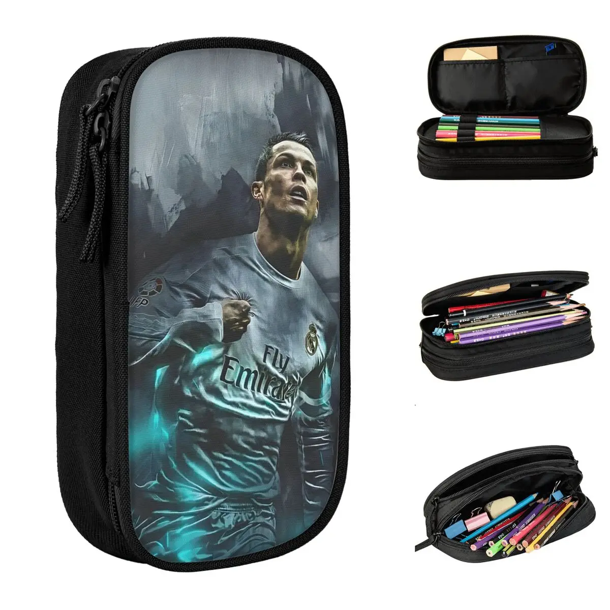 

Football Soccer Cristianos Pencil Cases Cr7 Pencil Box Pen Holder for Girls Boys Big Capacity Bags Students School Stationery