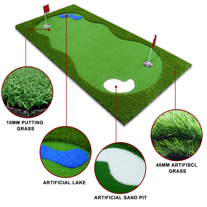 New Design Custom 1x2m Golf Game Mat Indoor Practice Golf Putting Green Mats for Golf Gift