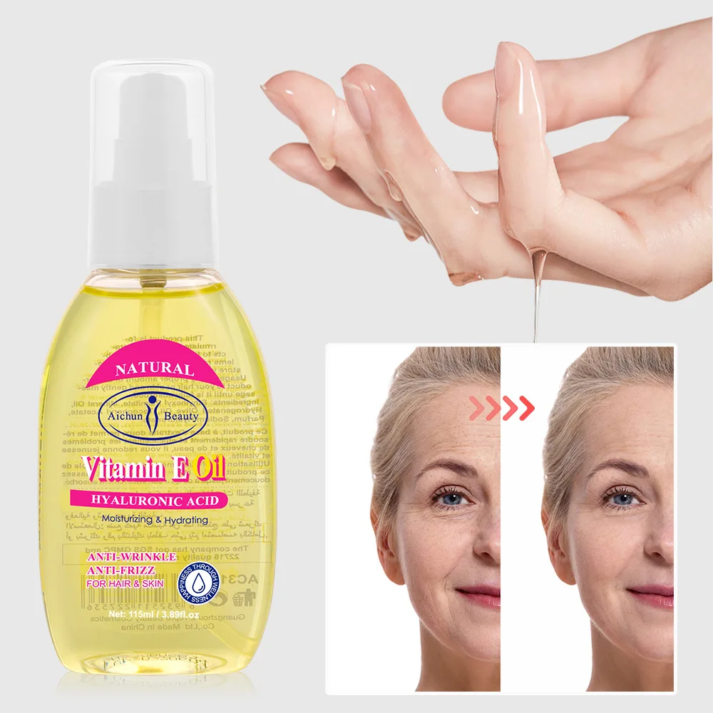 

Hyaluronic acid vitamin E skin care oil moisturizes brightens and closes pores and body massage essence oil body oil