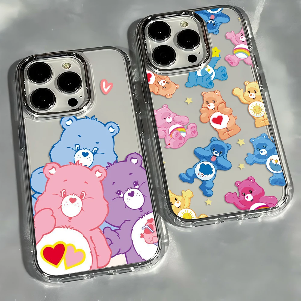 

Милый чехол для телефона с рисунком для iPhone 17, 16e 16, 15, 14, 13, 12, 11 mini Pro Max X 8 7 Air Plus, прозрачный мягкий чехол c-cares b-bear