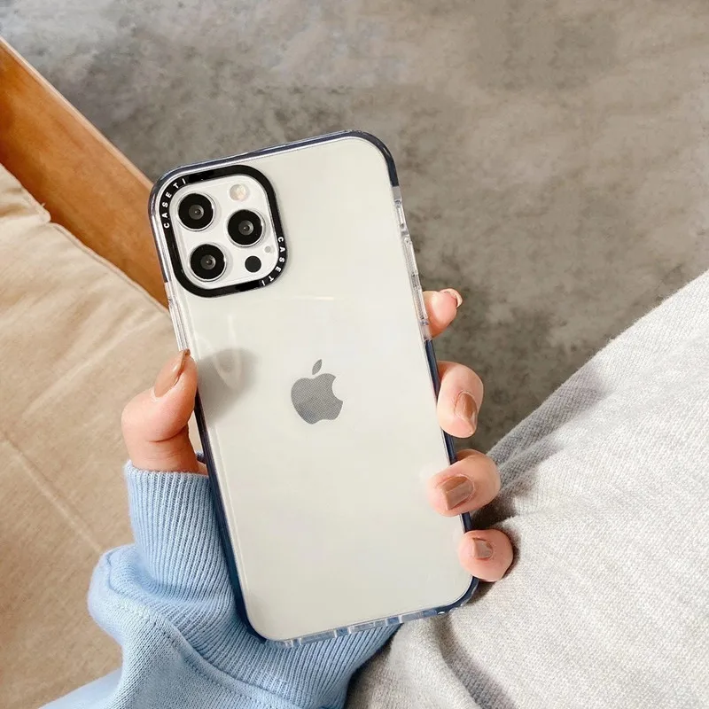 Luxury clear anti-fall case for iphone 11 13 12 14 15 16 Pro MAX 15 16 PLUS X XS XR Simple Couple hard bumper cover fundas hood