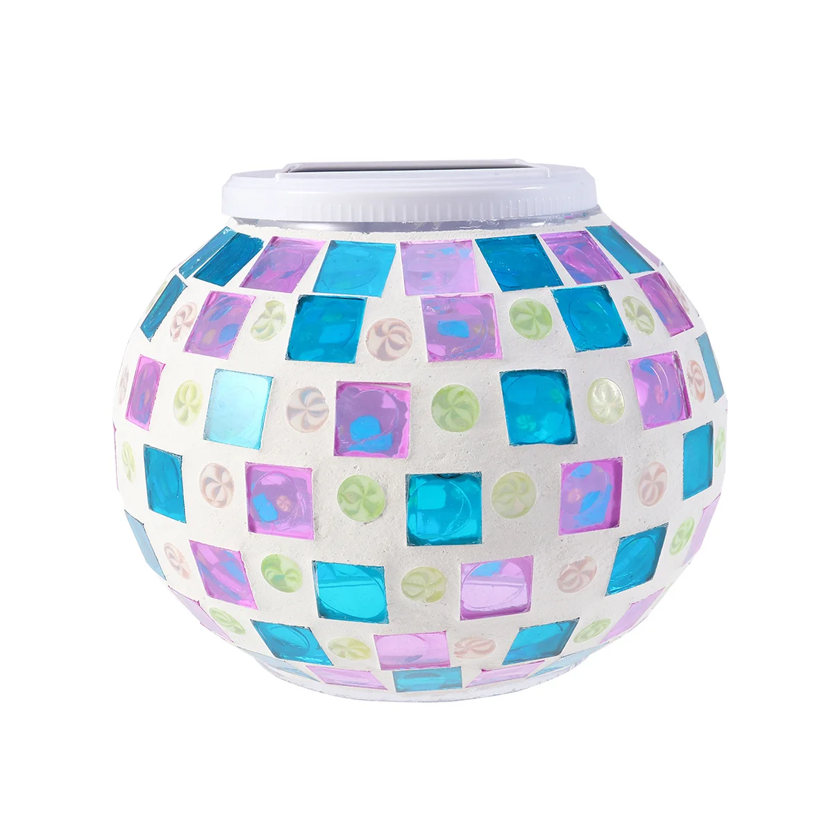 

Solar Powered LED Garden Lamp Waterproof Glass Ball Light for Outdoor Indoor Decoration Mosaic Jar Light Red Blue