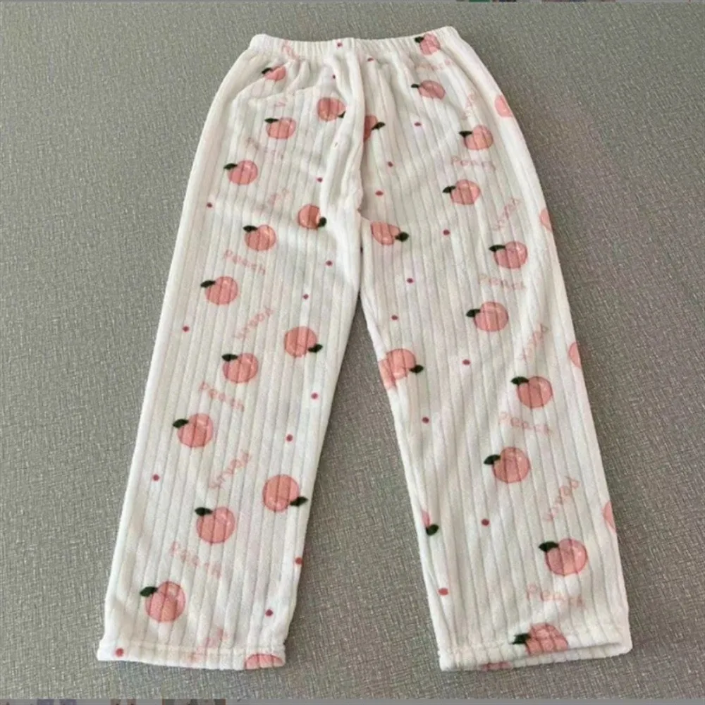 Cozy Thick Flannel Pajama Pants Loose Fit Coral Fleece Fleece Loungewear Trousers Winter Warm Fleece Sleep Pants Daily Wear