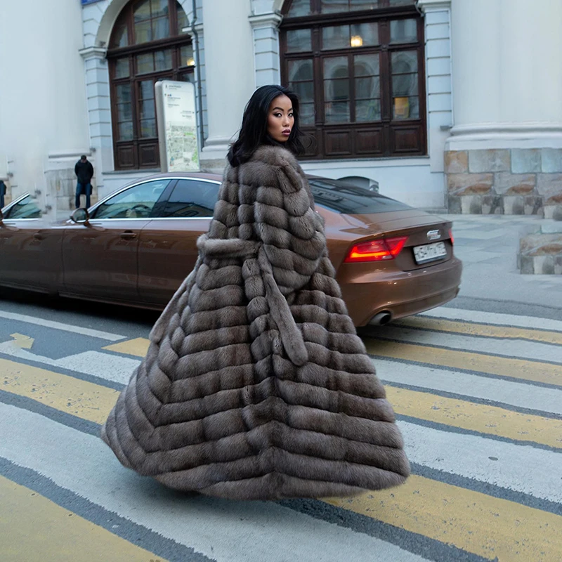 Dritto imita visone per cappotto di pelliccia di volpe donna inverno caldo abbigliamento di lusso manica lunga V-nevk naturale vera pelliccia di volpe giacca femminile