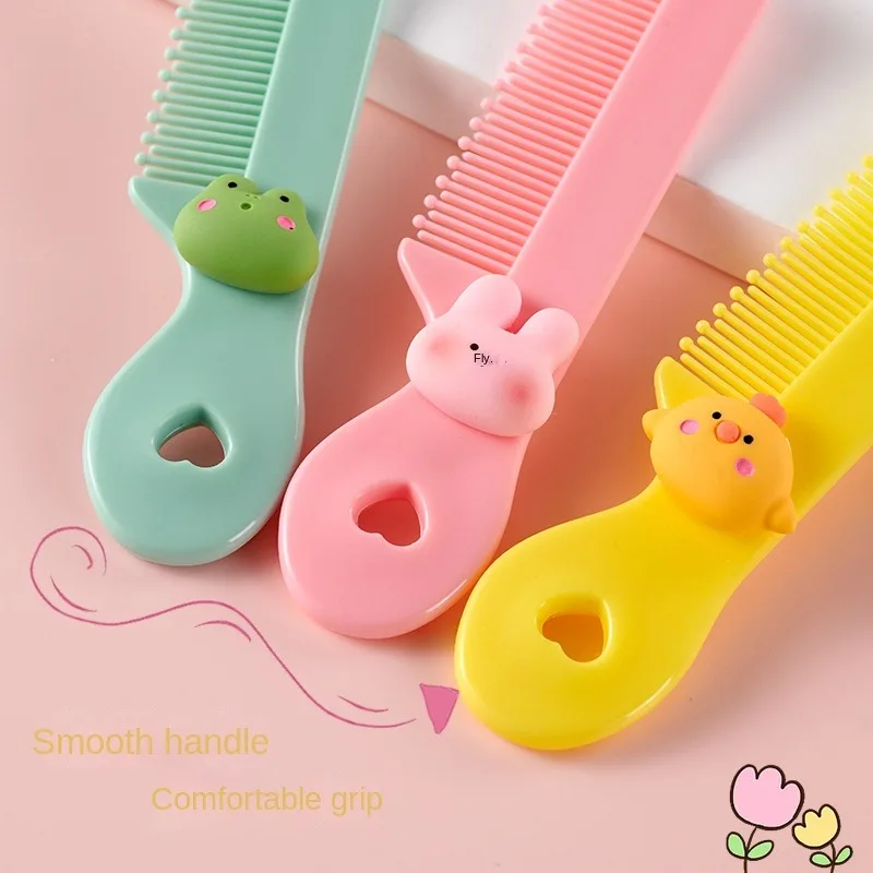 1pcs Cute and Safe Mini Cartoon Plastic Hair Brush - Portable and Convenient Small Hair Comb in Candy Colors