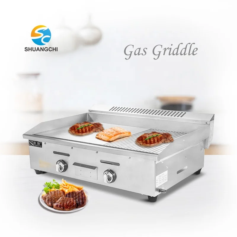 Máquina de parrilla Teppanyaki comercial directa de fábrica, sartén para asar carne y aperitivos de acero inoxidable, plancha para parrilla de Gas a precio invicible