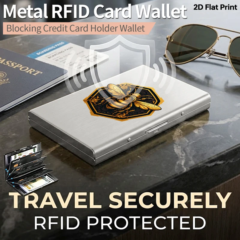 

Винтажный золотой металлический картхолдер с защитой от RFID в форме сот, ультратонкий, матовый, из алюминия, для кредитных карт, с защитой от кражи