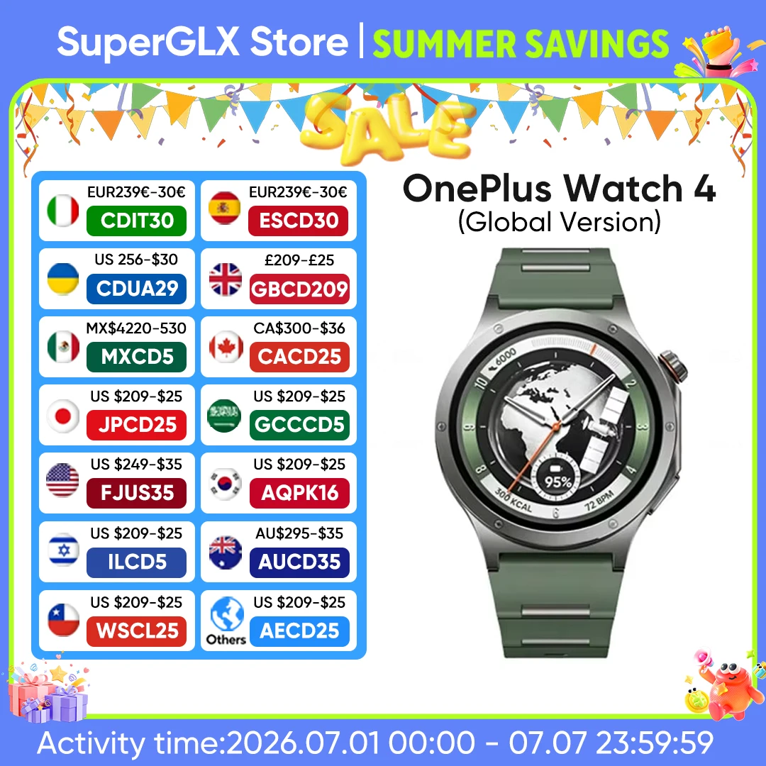 Global Version OnePlus Watch 4 Smart Watch 1.50'' AMOLED Display Snapdragon W5 Processor Up to 16 Days of Battery Life Wear OS