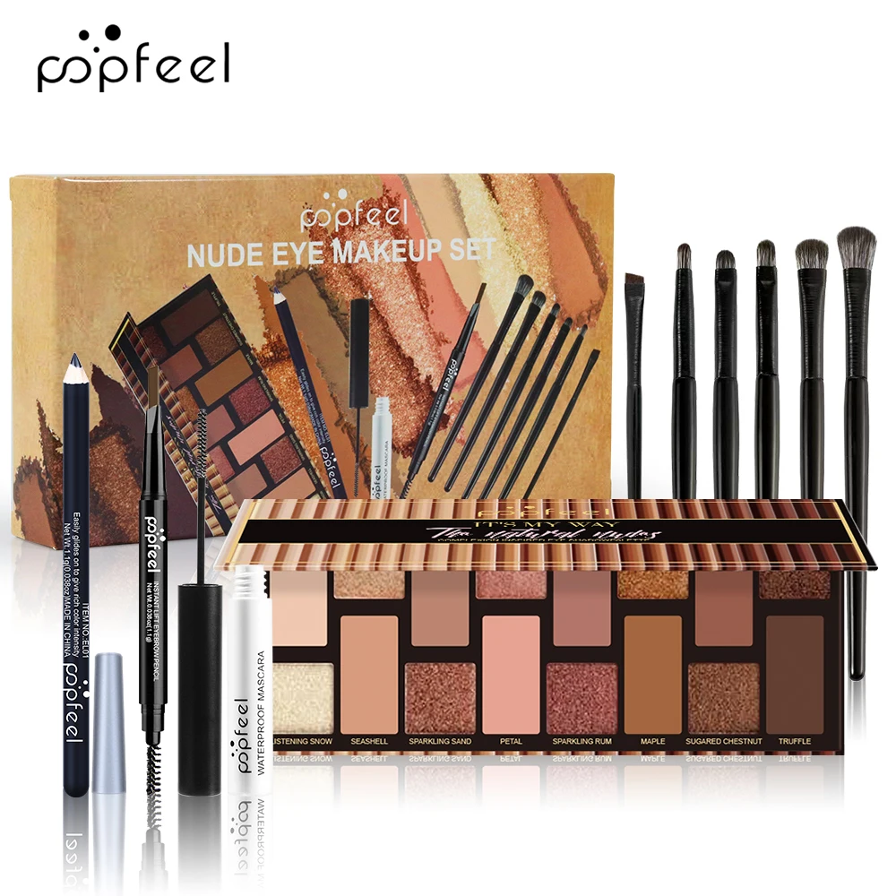 POPFEEL Style 40 Colors Eyeshadow Palette, Mascara, Eyeshadow Brush, Eyeliner Eyeliner Eyebrow Pencil Makeup Set for Beginners