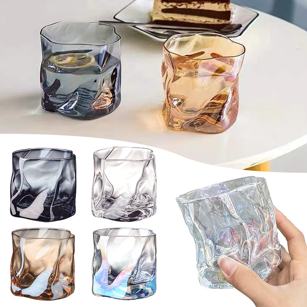 

280ml Irregular Glass For Whiskey Clear Glass Mug Glacier Wine Beverage Drinking Mug Household Wine Cups For Holiday Gathering