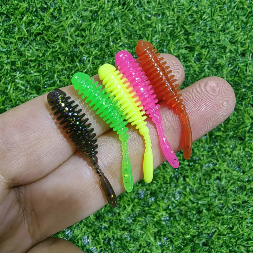 MUKUN-señuelo suave AJING TPE de 10 piezas, Señuelos de pesca de peces de roca, 0,28g/35mm, MINI cebo Artificial, Swimbaits Jig, Wobber, gusano,