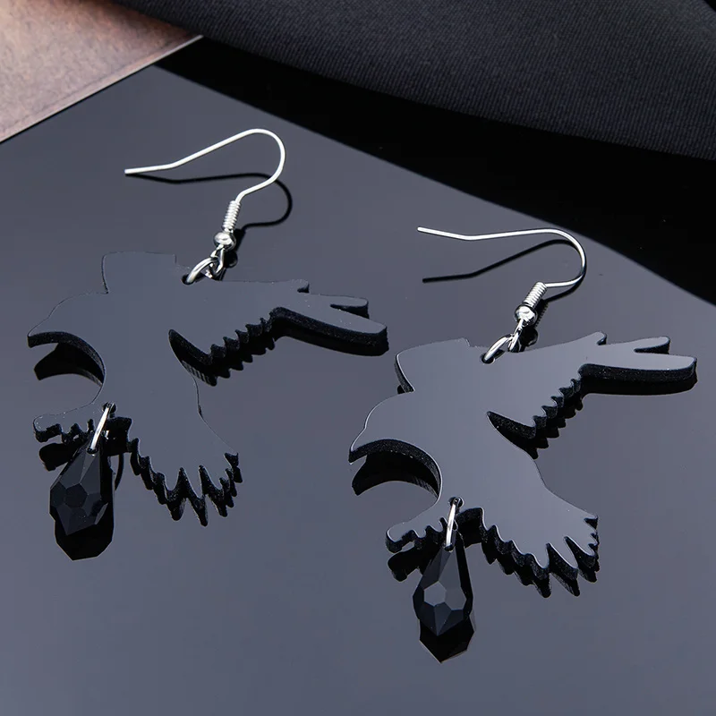 أقراط متدلية على الطراز القوطي الأسود الرومانسي للنساء مجوهرات الهالوين الداكنة للفتيات وإكسسوارات عصرية رائعة #3