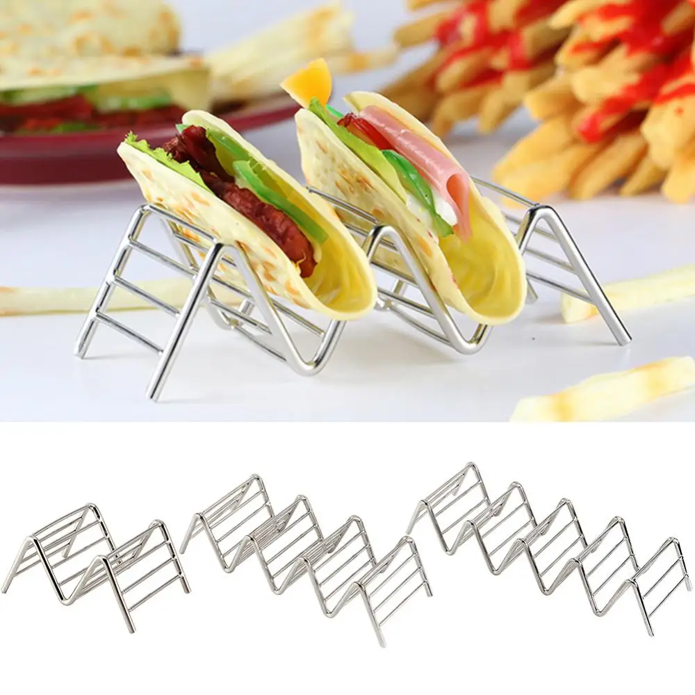 Wave Form Taco Holder Tray Hard Stainless Steel Mexican Food Rack Stand Shell Display Pie Baking Tool Gadget Kitchen Accessories