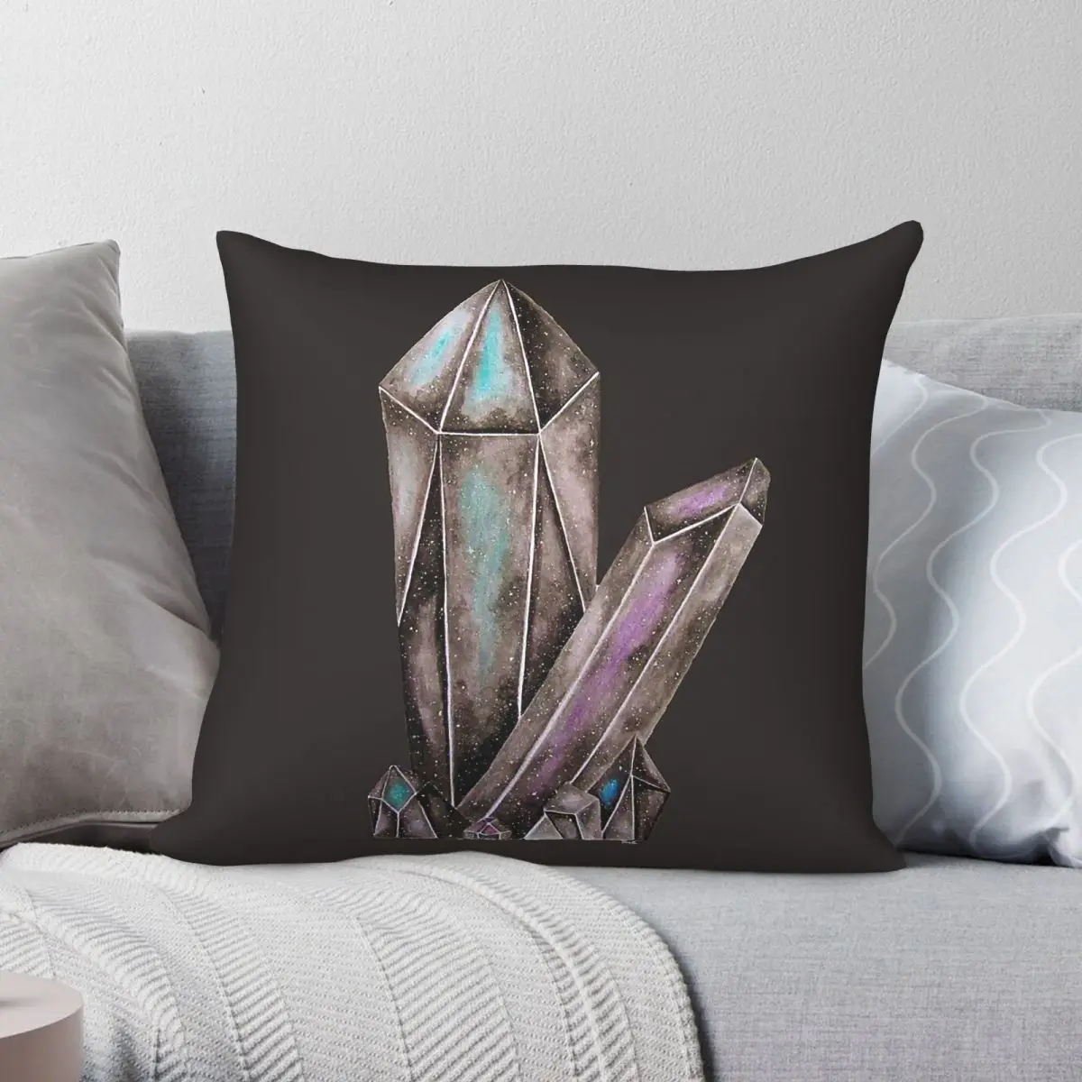 Galaxy Crystals Square Pillowcase Polyester Linen Velvet Creative Zip Decorative Room